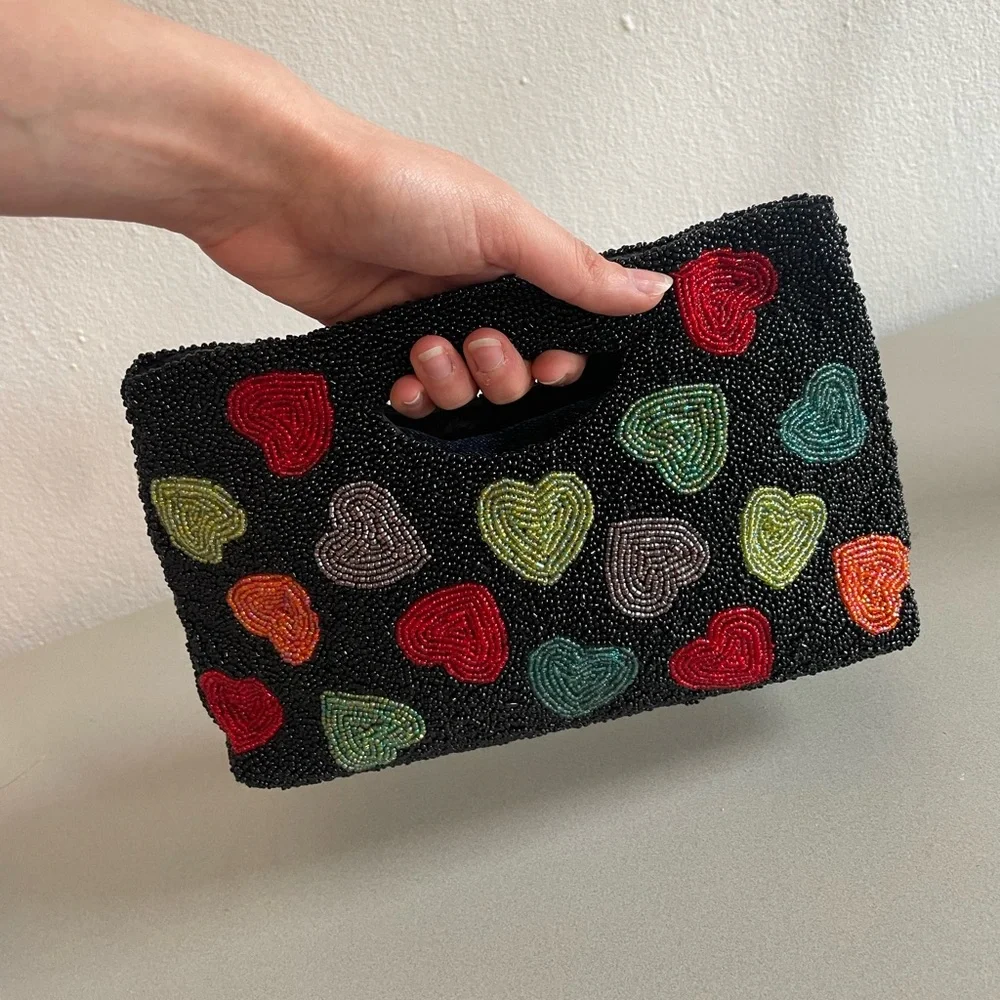 Vintage 90s beaded heart handbag - Picture 4 of 4